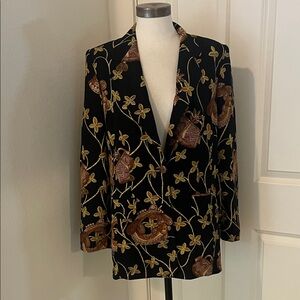 Escada Black and Brown Floral Blazer